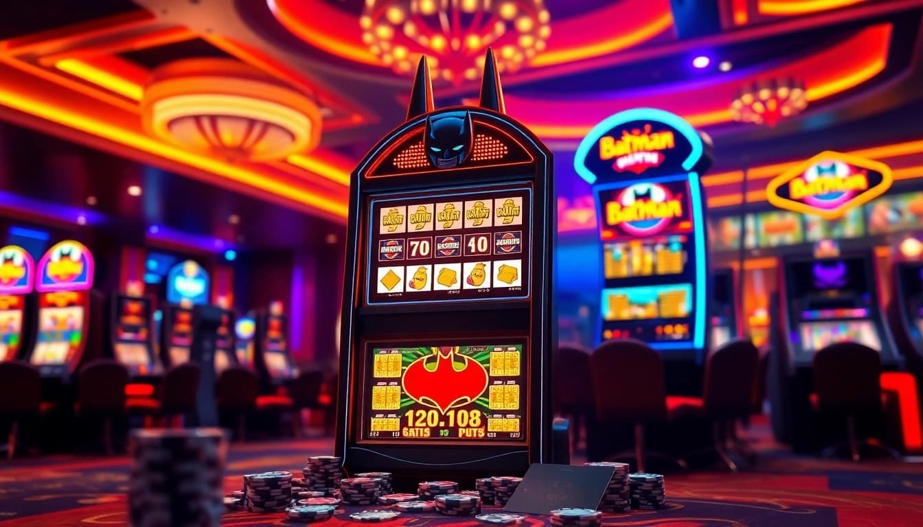 Menangkan di batman138 slot dengan mesin slot yang bersinar dan menarik dalam suasana kasino yang hidup.