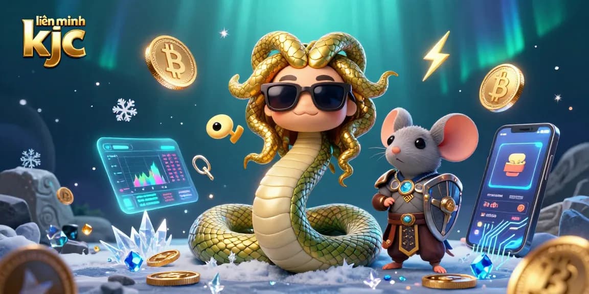 Join the fun with liên minh kjc as Medusa and a warrior mouse explore a vibrant crypto casino world.