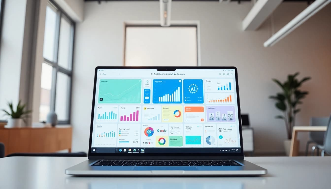 Engaging view of an ai tool marketplace interface on a laptop, highlighting diverse AI tools.