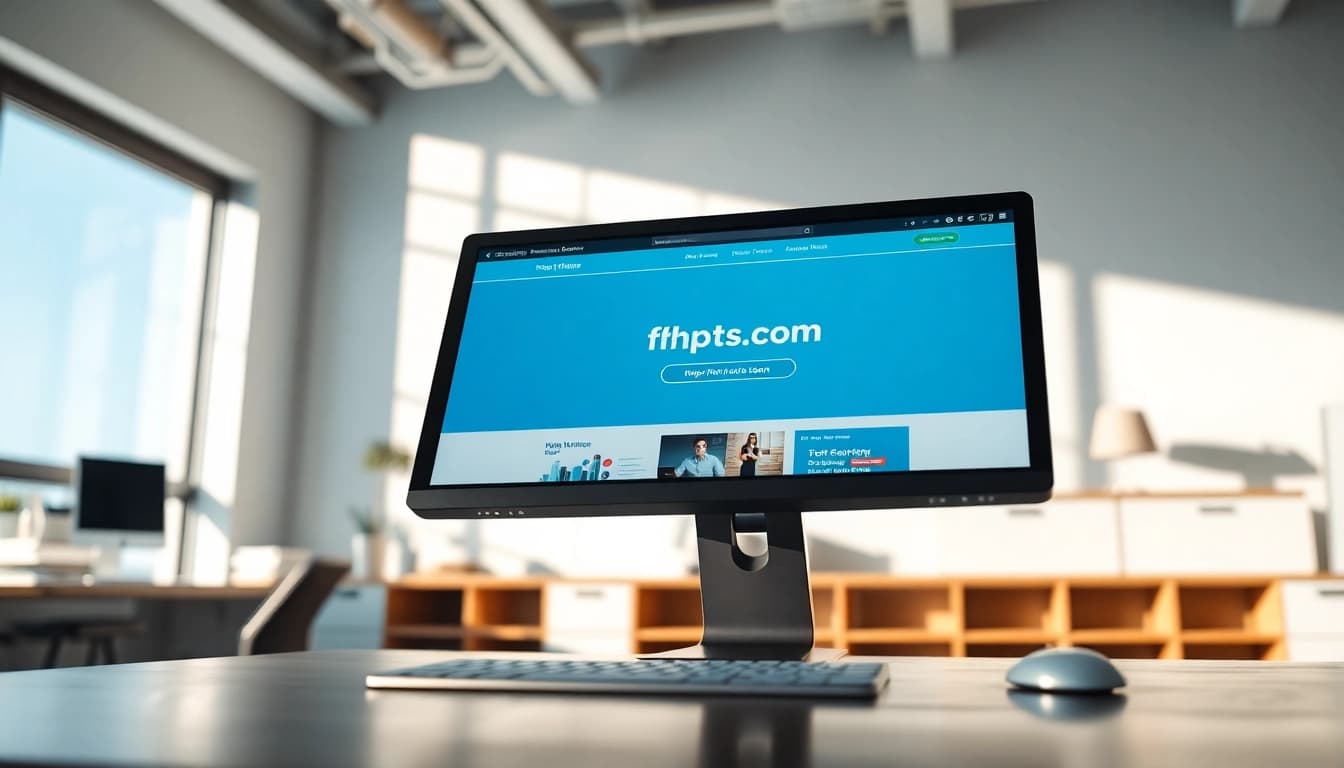 Showcasing responsive design for https://fhpts.com on a computer in a modern office.