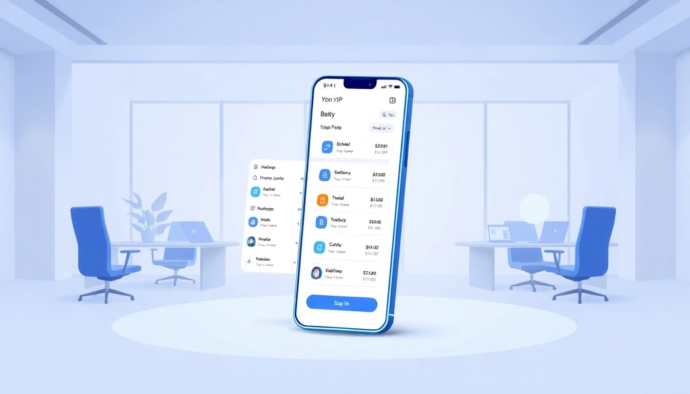Explore the features of Yono VIP through a digital banking interface showcased on a smartphone.