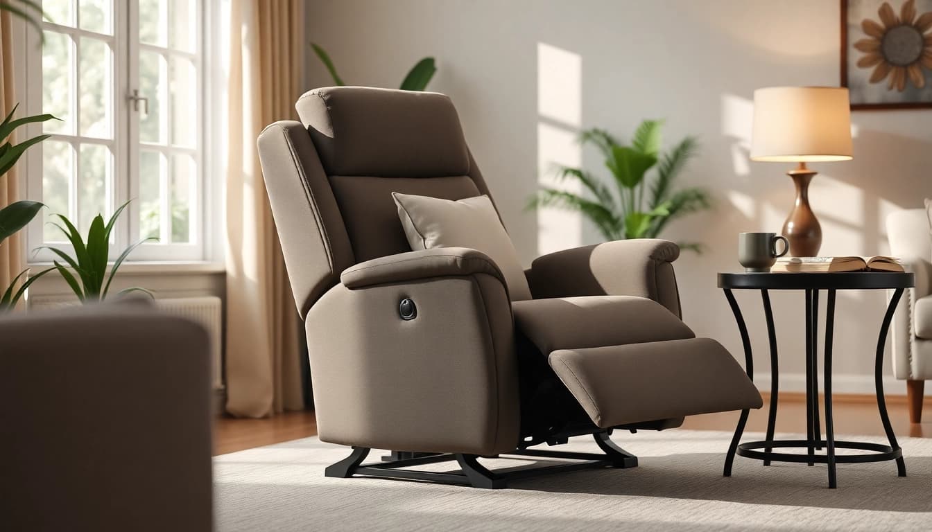 Relax on a tall man lift recliner with elegant design and inviting comfort in a cozy living room.