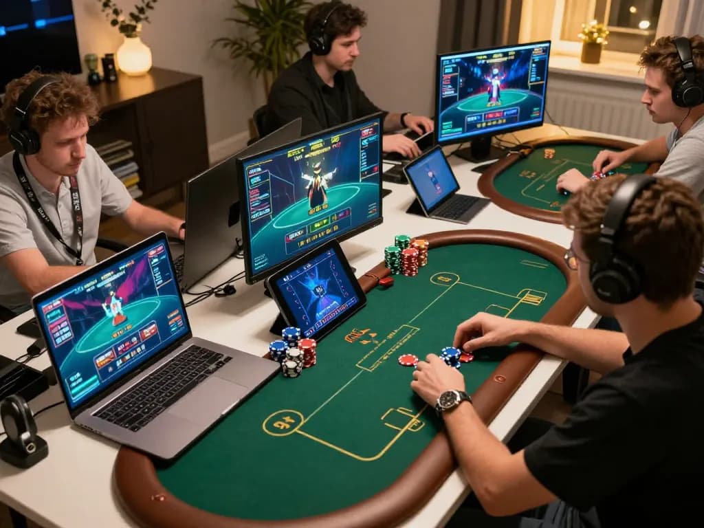 Experience intense online poker gameplay at okwin with players focused on strategic betting.