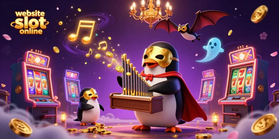 Menyaksikan pengalaman bermain slot online di website slot online dengan penguin yang memimpin permainan musik dan keberuntungan.