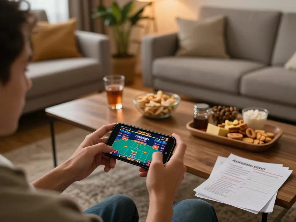 Engaging moment while accessing the homepage of MM88 on a mobile device during a cozy gaming night.