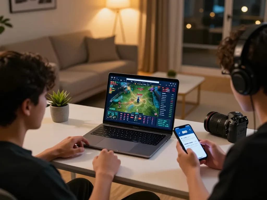 Engaging with the BK8 esports betting app during an exciting live match.