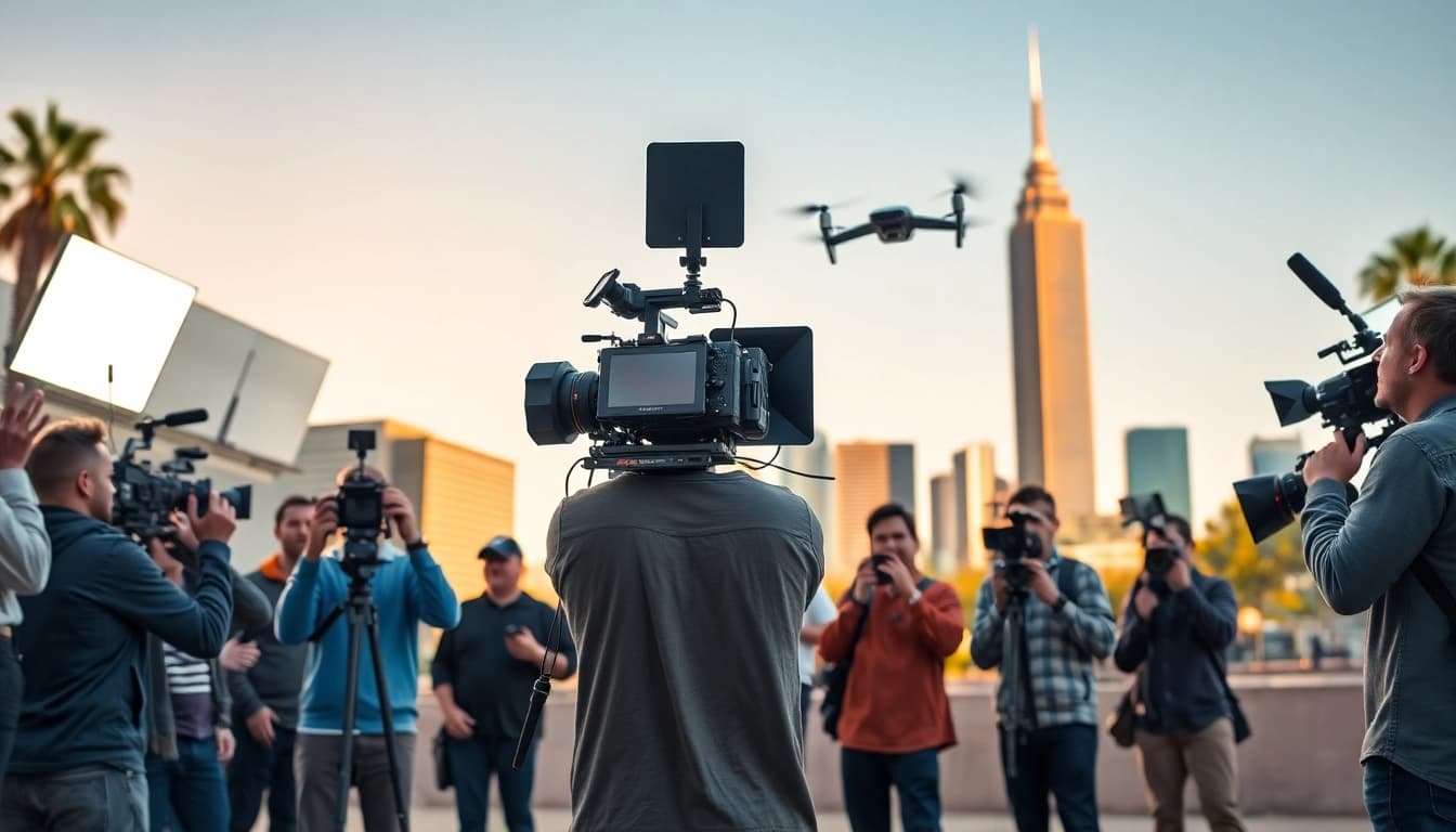Video Production Company Phoenix crew filming dynamic scenes in urban environment