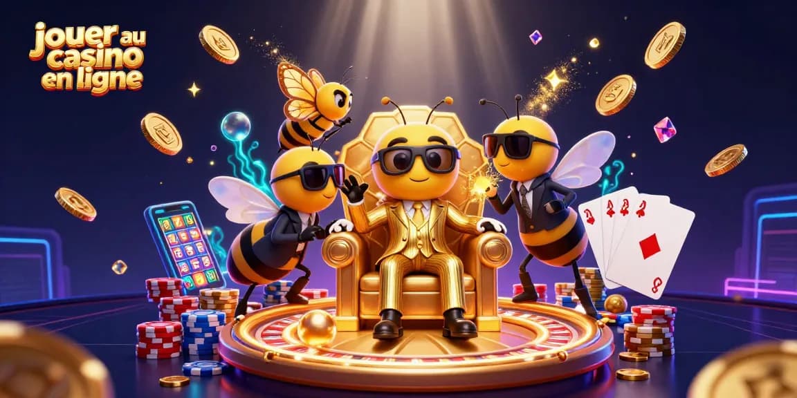 Jouer au casino en ligne avec un bumblebee mafieux entouré de jeux d'argent scintillants et d'éléments de casino