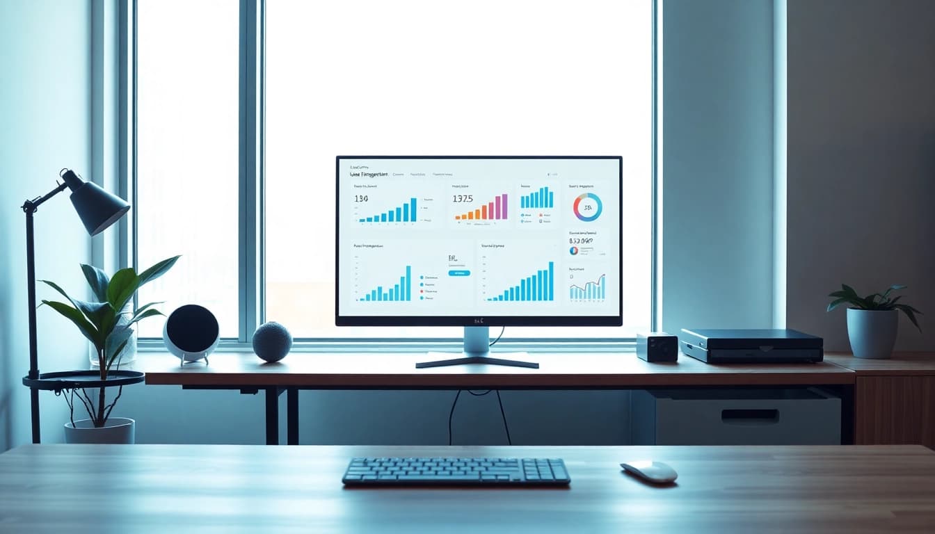 Kooralive's innovative features displayed on a modern digital workspace with analytics charts.