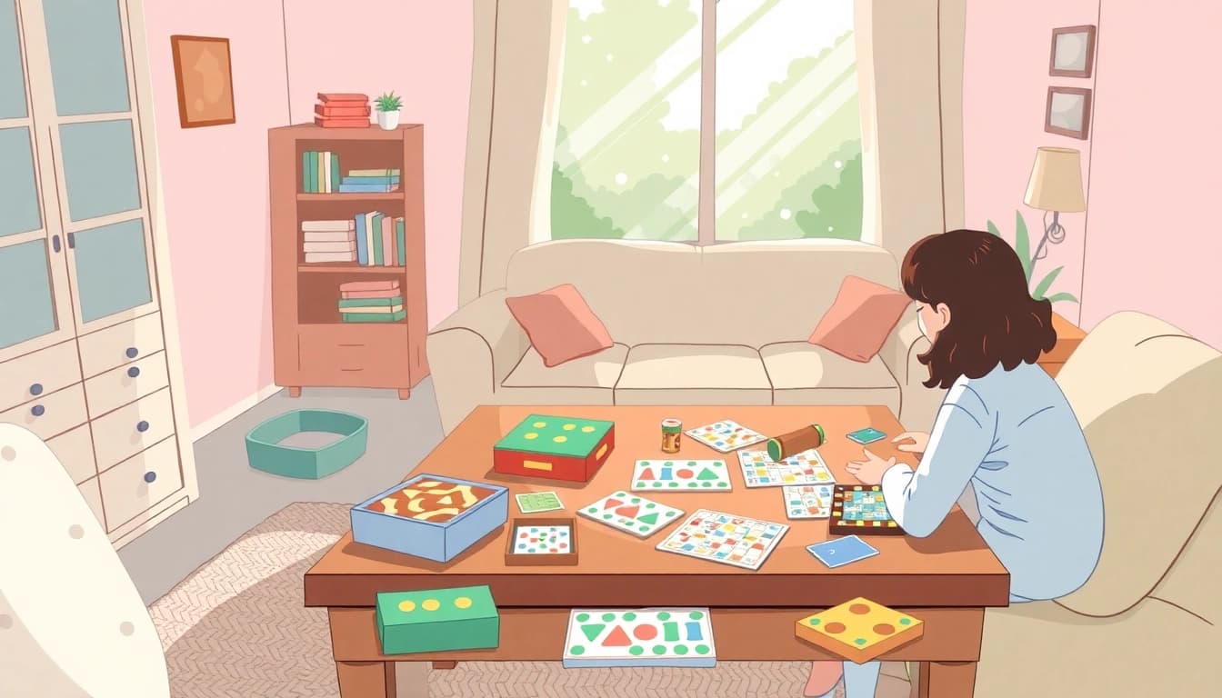 Engaging in various games to play by yourself in a cozy indoor setting.