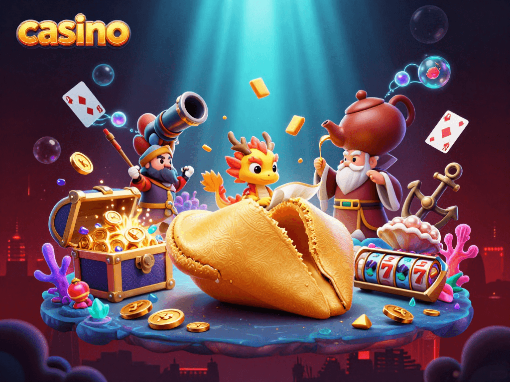 Engage in exciting casino gameplay with vibrant characters and gold-themed elements.