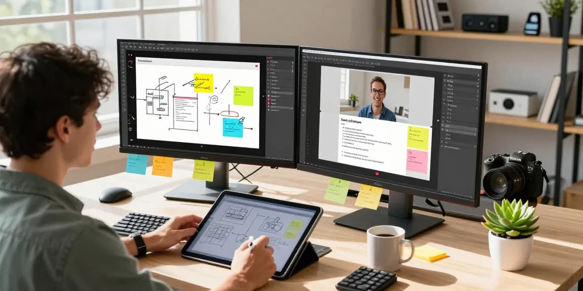 Design professional using Snipaste for efficient screenshot editing in a modern workspace.