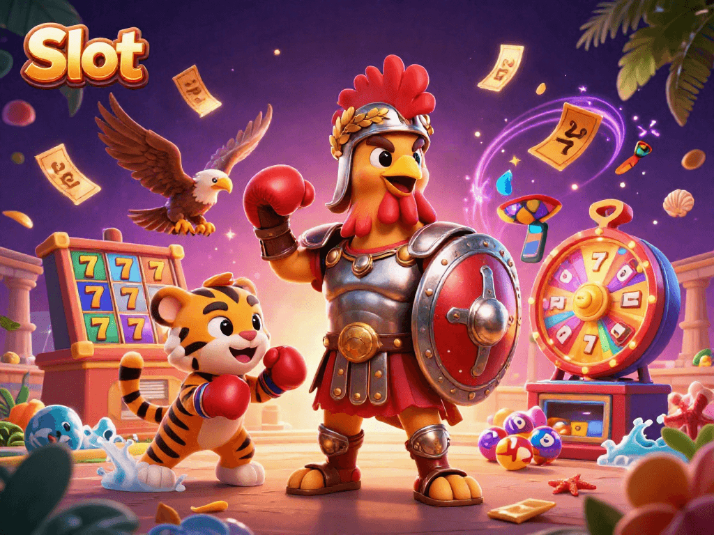 Experience a Slot adventure featuring colorful reels and cinematic excitement in this vibrant illustration.