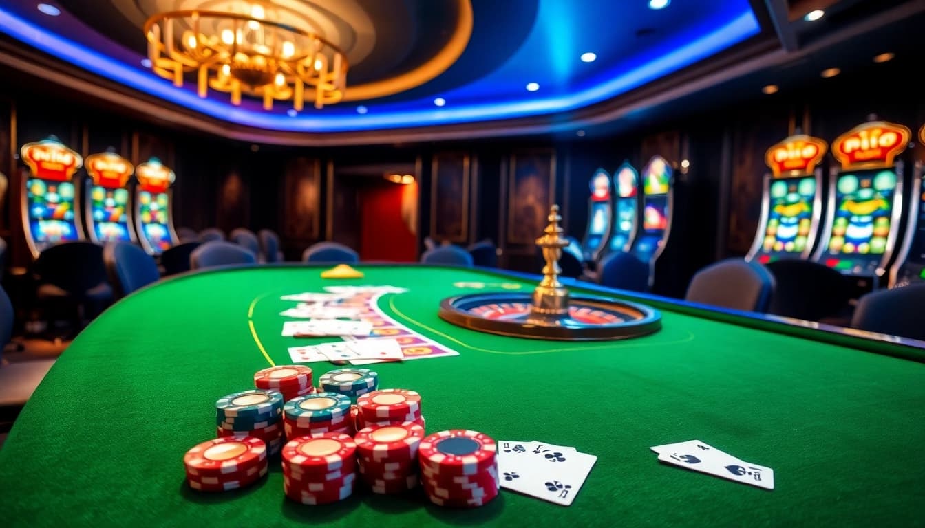 Experience the thrill of oxplay login with vibrant poker chips and luxurious casino gaming tables.
