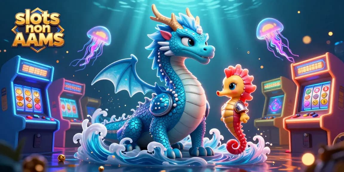 Fai girare i rulli delle slot non AAMS con una vivace scena sottomarina che presenta un drago e un cavaliere cavalluccio marino.