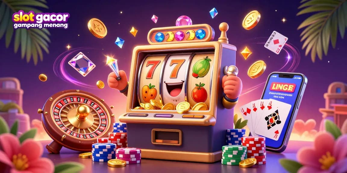 Mainkan slot gacor gampang menang dengan mesin slot berwarna-warni dan simbol keberuntungan di kasino.