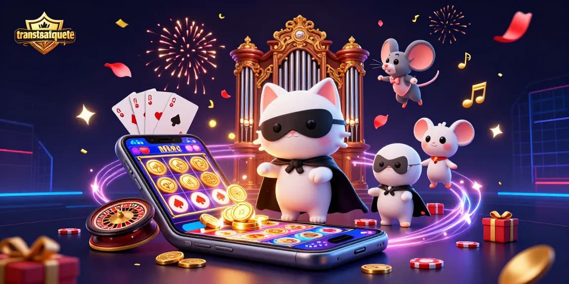 Experience the excitement of transtusatiquete with a vibrant 3D casino-themed illustration showcasing dynamic game elements.