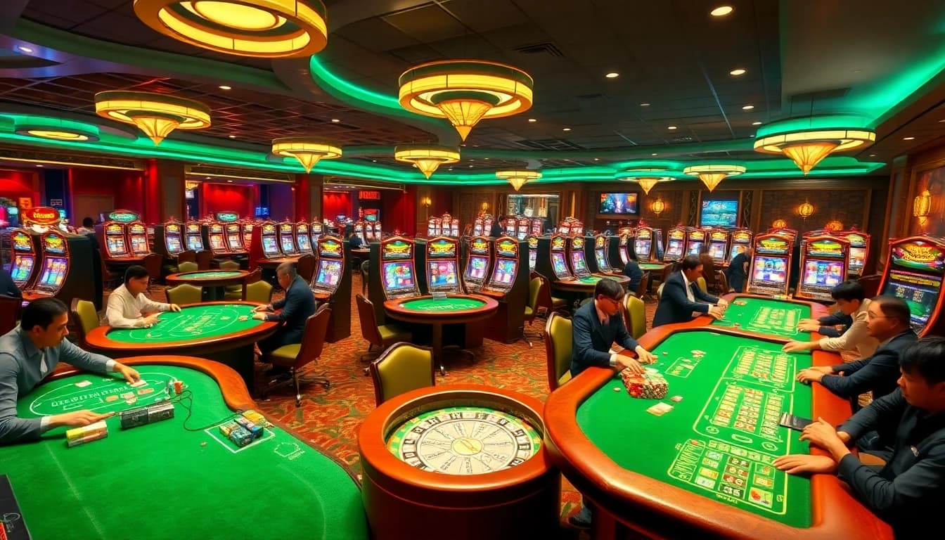 Players enjoying dynamic games at https://rr88.wales/ casino, showcasing excitement and strategy.