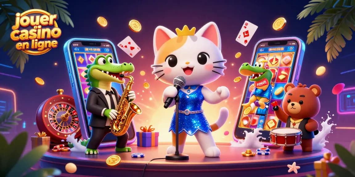 Vivez des sensations fortes en jouant au casino en ligne dans cette scène cartoon 3D vibrante mettant en avant des personnages enchanteurs.