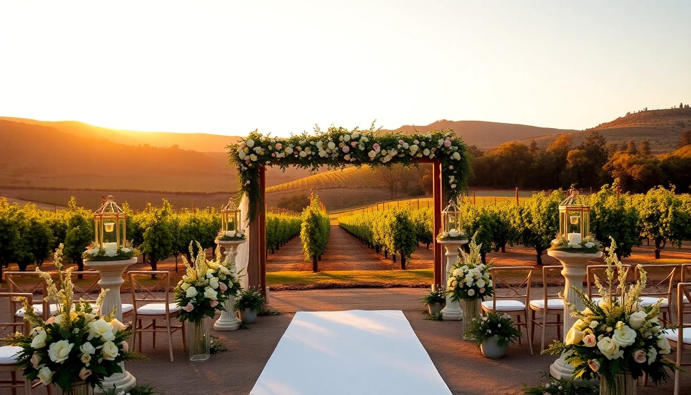 Stunning wedding venues northern California showcasing elegant setups among picturesque vineyards.