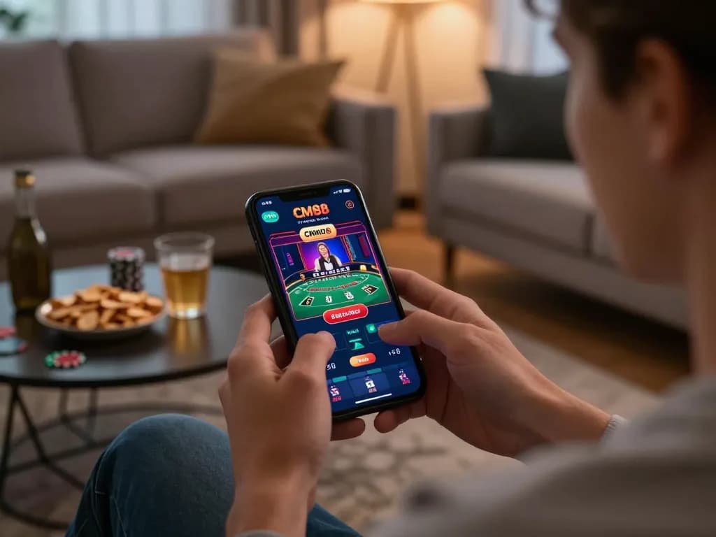 Experience LINK CM88 on mobile while enjoying a live dealer game in a cozy setting.