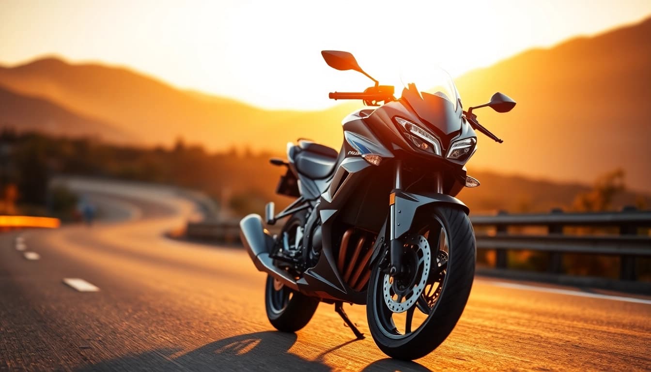 Find budget DOT approved motorcycles for sale featuring a sleek design on an open highway.