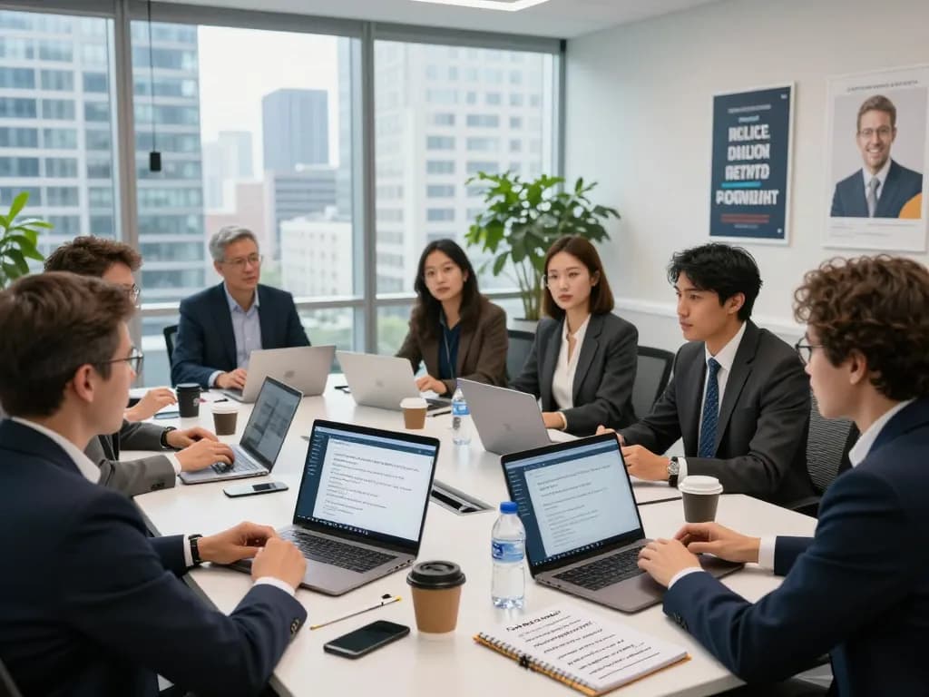 有道翻译团队在现代办公室内合作多语言策略