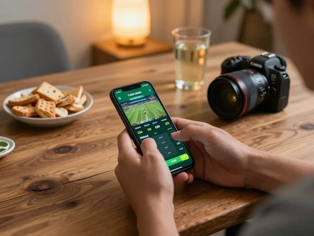 Engaging in mobile sports betting with TG88 app on smartphone, showcasing thrilling match odds and user interface.