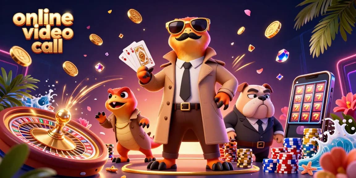 Join an online video call to experience lively gambling with raptors in disguise at a casino.