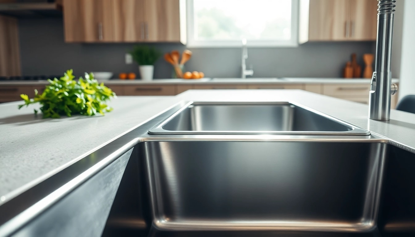 Install a stunning steel sink that enhances your kitchen's elegance with a polished finish.