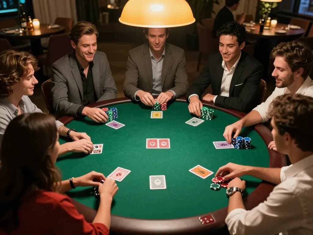 Players enjoying a lively poker game at home while using c168 strategy to win.