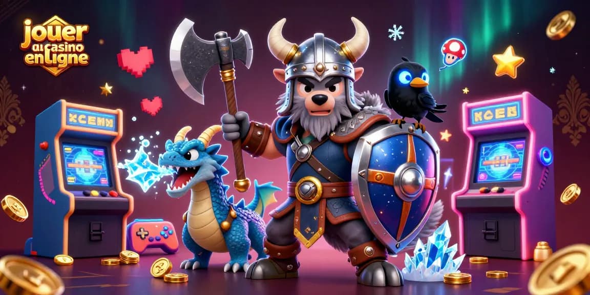 Vivez le frisson de jouer au casino en ligne avec un guerrier viking, un dragon et des éléments d'arcade.
