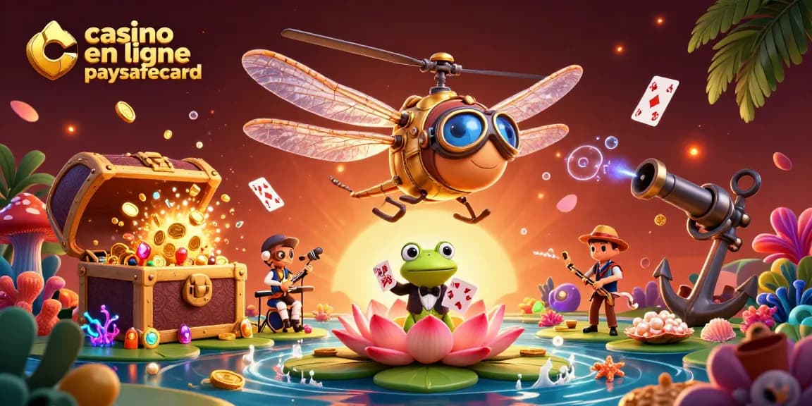 Profitez de l'expérience de jeu avec le casino en ligne paysafecard illustré par des personnages animés.