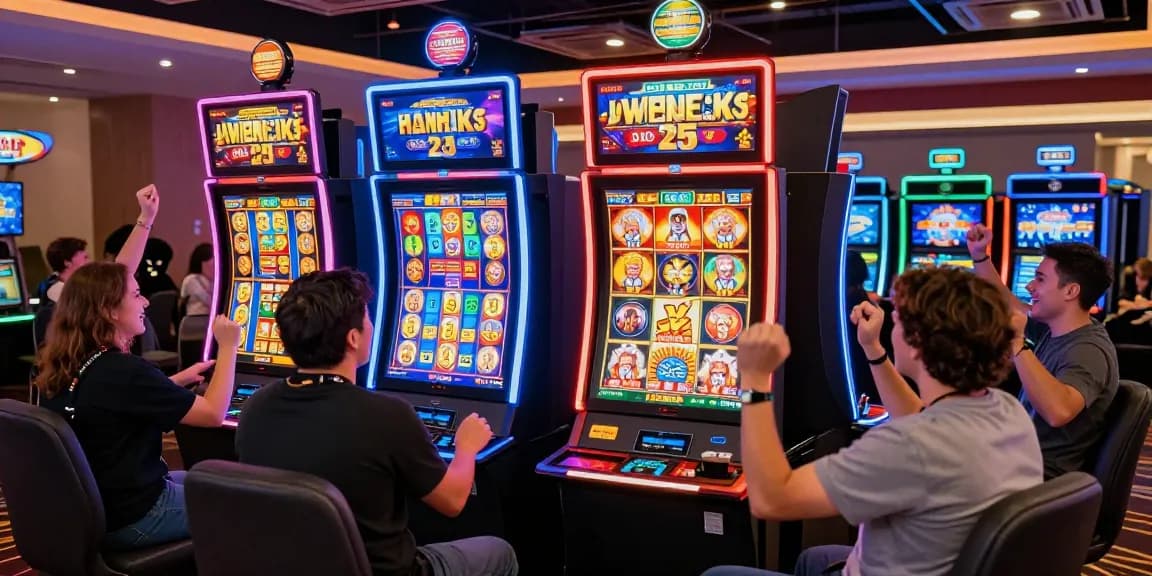 Players enjoying thrilling slot online games in a vibrant casino atmosphere.