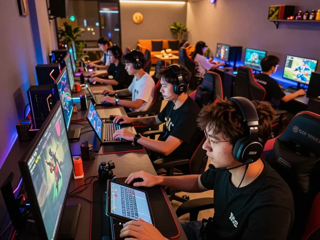 Players exploring exciting nsfw games in a dynamic gaming lounge setting