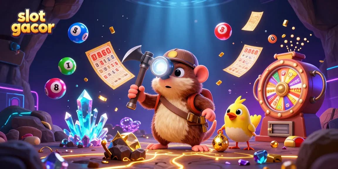 Experience thrilling slot gacor adventures with a cartoon treasure hunter and dynamic game elements.