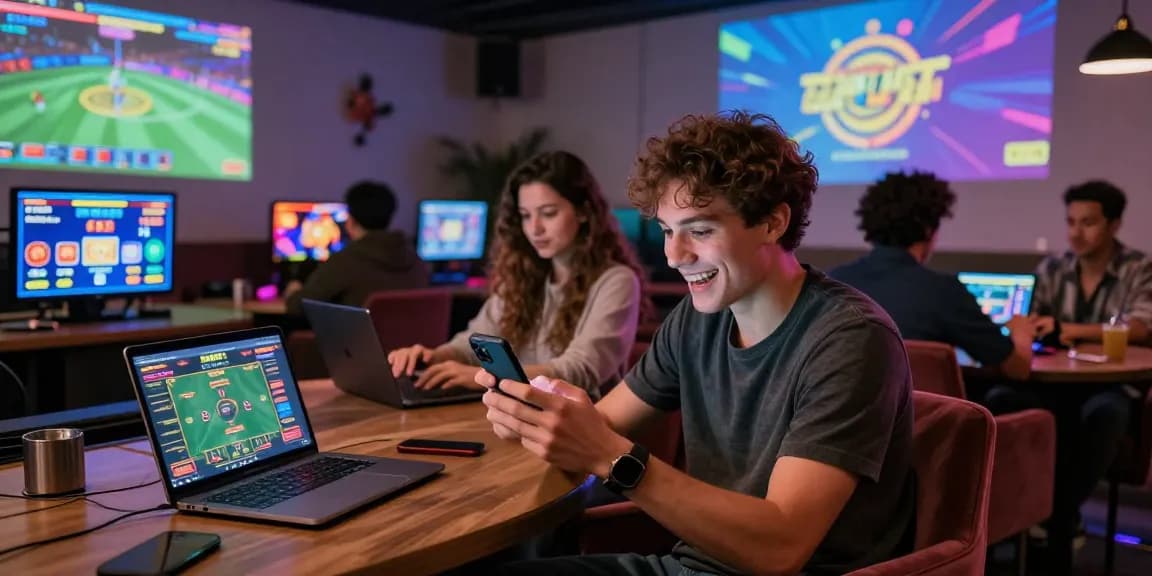 Engaging scene at trang chủ shbet with diverse players enjoying online sports and casino games in a vibrant setting.