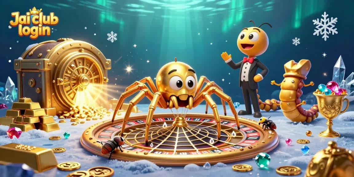 Engage in thrilling gameplay with Jai club login, featuring a captivating golden spider and rich treasures.