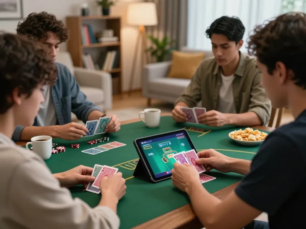 sc88 đăng nhập through exciting blackjack gameplay on a tablet in a cozy home setting