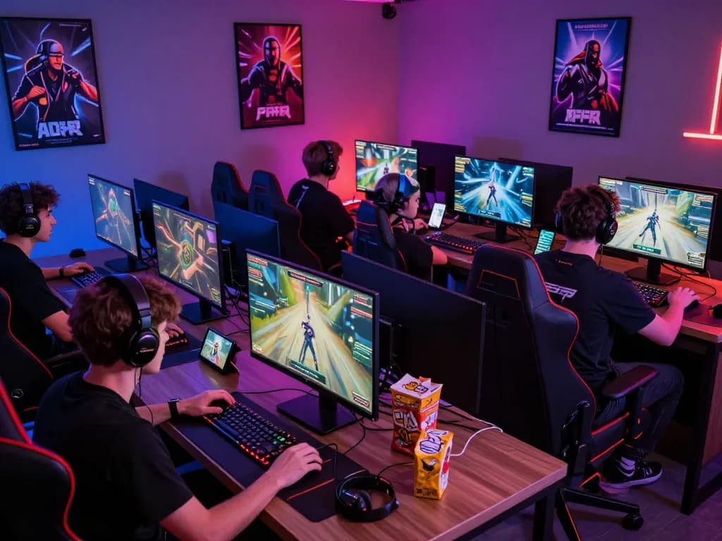 Players enjoying a heated multiplayer match on go88 in a vibrant gaming lounge.
