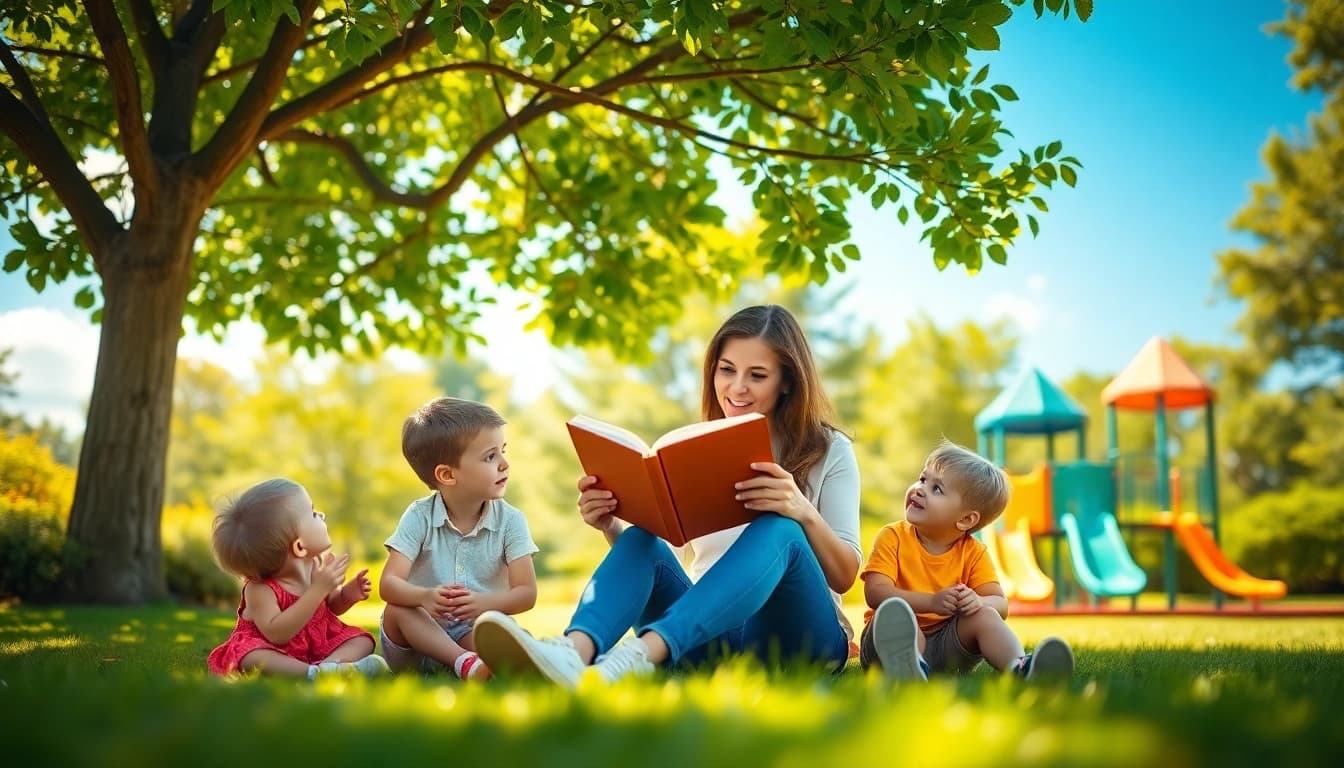 Explore fun family moments at https://giveaways4mom.com with a joyful mom and her children enjoying a sunny park.