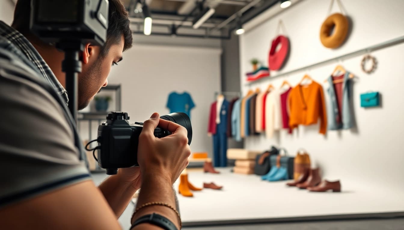 Professional e-commerce photography service showcasing high-quality apparel and accessories in Milan