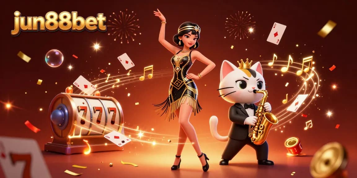 Experience thrilling gameplay at jun88bet with vibrant characters amidst a festive casino atmosphere.