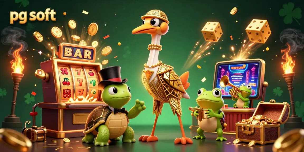 Experience luck and thrills with pg soft at this vibrant slot game scene featuring unique characters.