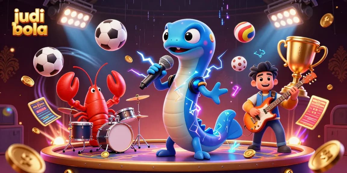 Experience the excitement of judi bola with a vibrant underwater casino performance featuring sports elements and dynamic characters.