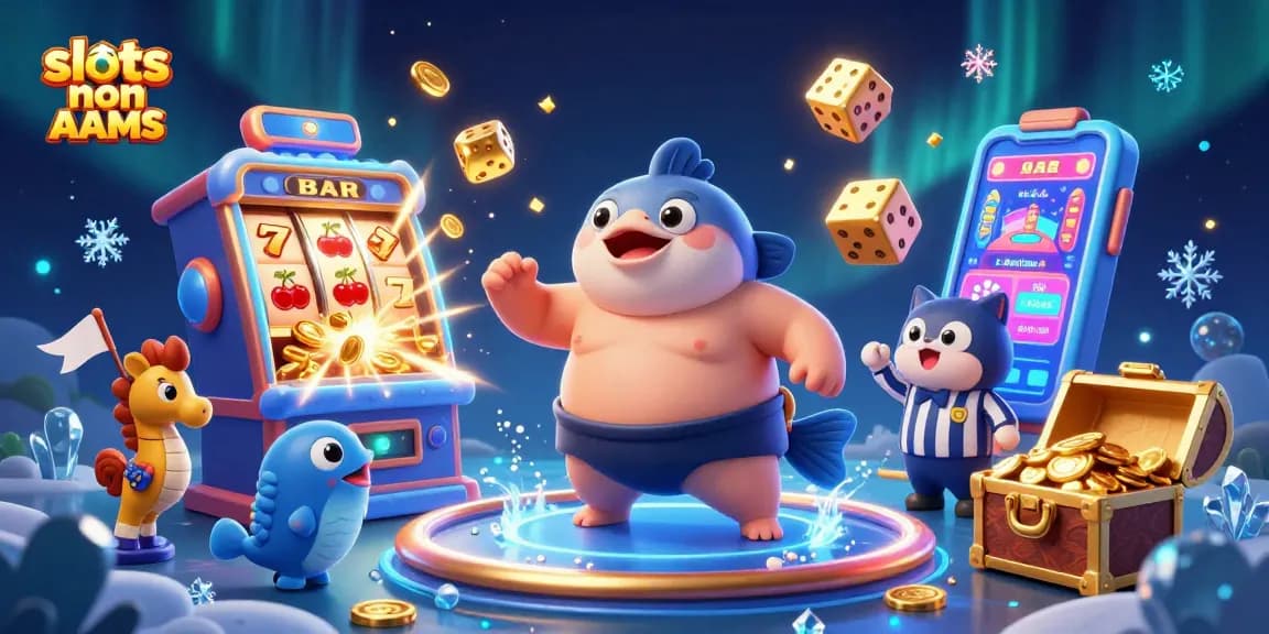 Scopri l'emozione delle slots non AAMS con una vivace scena di casinò sottomarino che presenta una dinamica slot machine e personaggi vivaci.