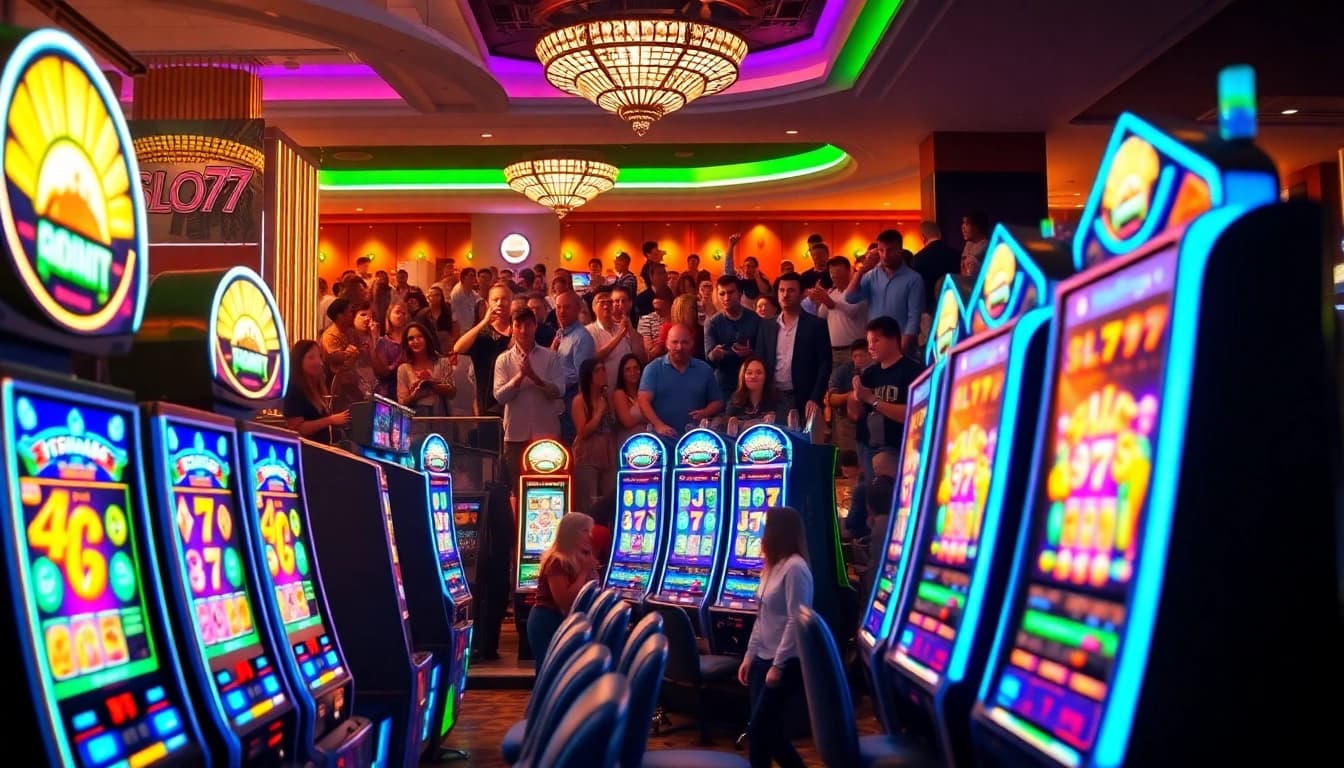 Rasakan keseruan Slot77 dengan mesin slot yang berwarna-warni dan pemain yang bersemangat.