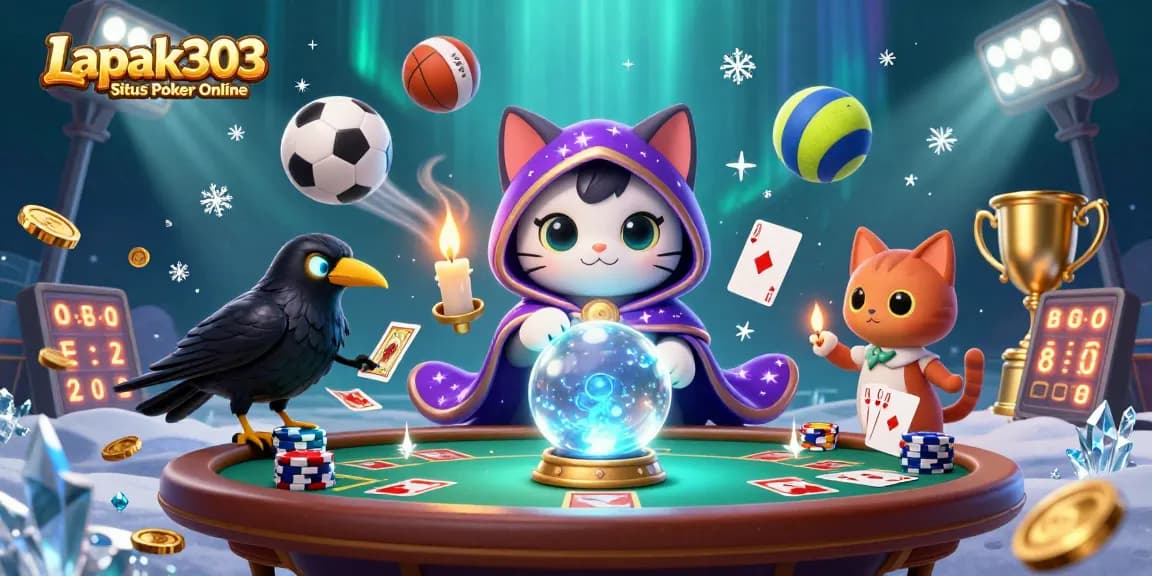 Engage in thrilling poker action at Lapak303 Situs Poker Online with vibrant 3D characters and game elements.