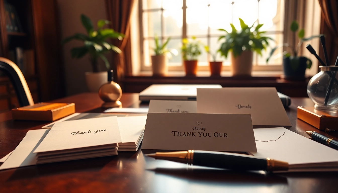 Showcase of personalized stationery company products on a stylish desk, emphasizing elegance and creativity.