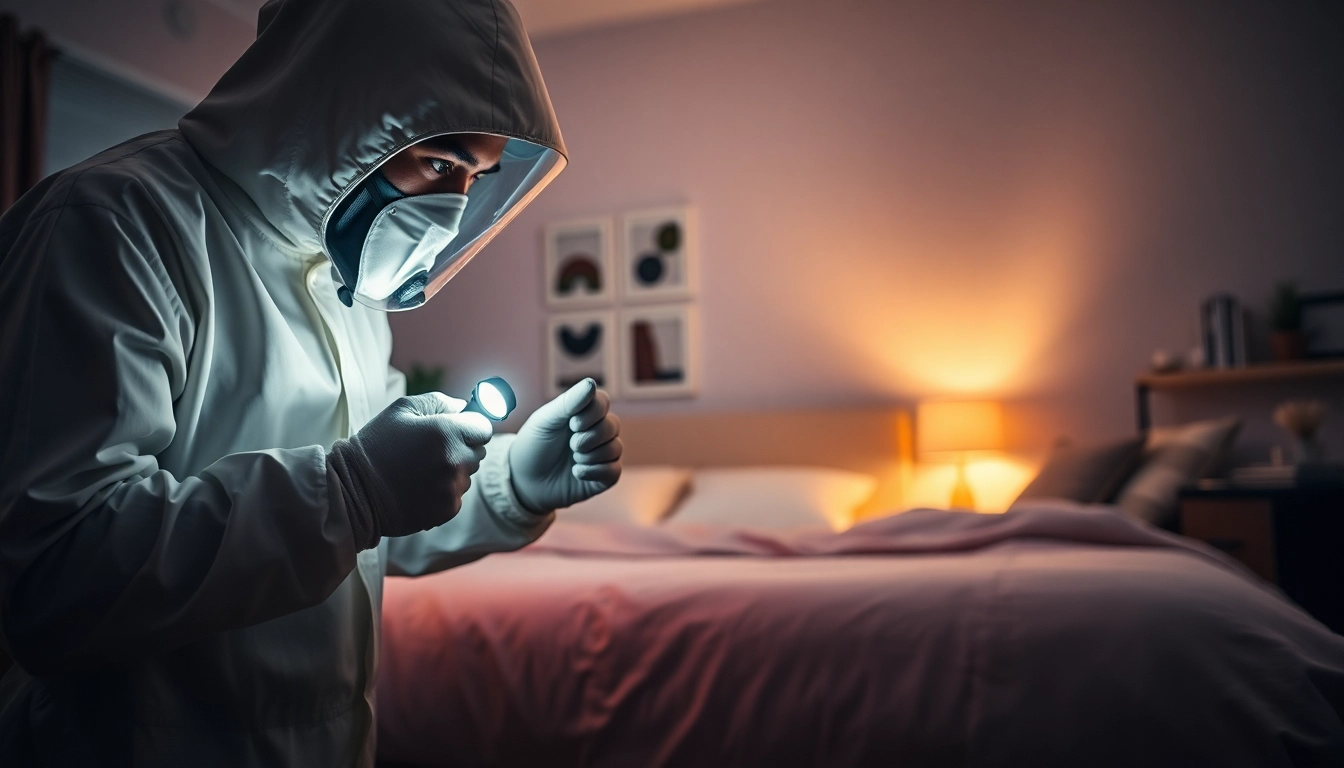 Bed bug exterminators conducting pest control inspection to ensure a bed bug-free environment.